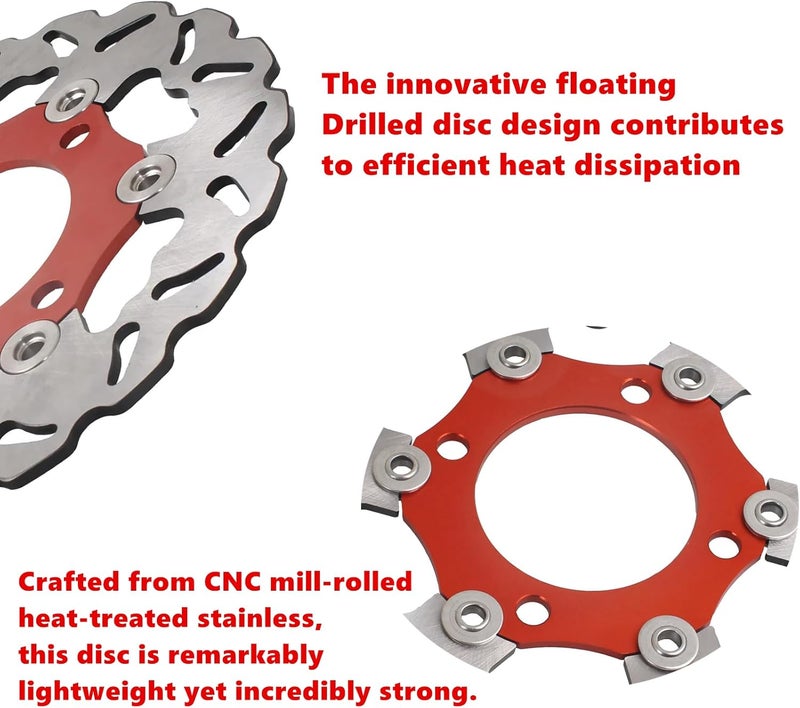 DREAM MOTION 220mm Floating Disc 4-Hole Brake Rotor Motorcycle CNC Aluminum Alloy Powersports Parts For Honda CRF50 110cc 125cc 140cc 150cc Apollo SSR ATV Pit Dirt Bike Accessories,Red - Image 4